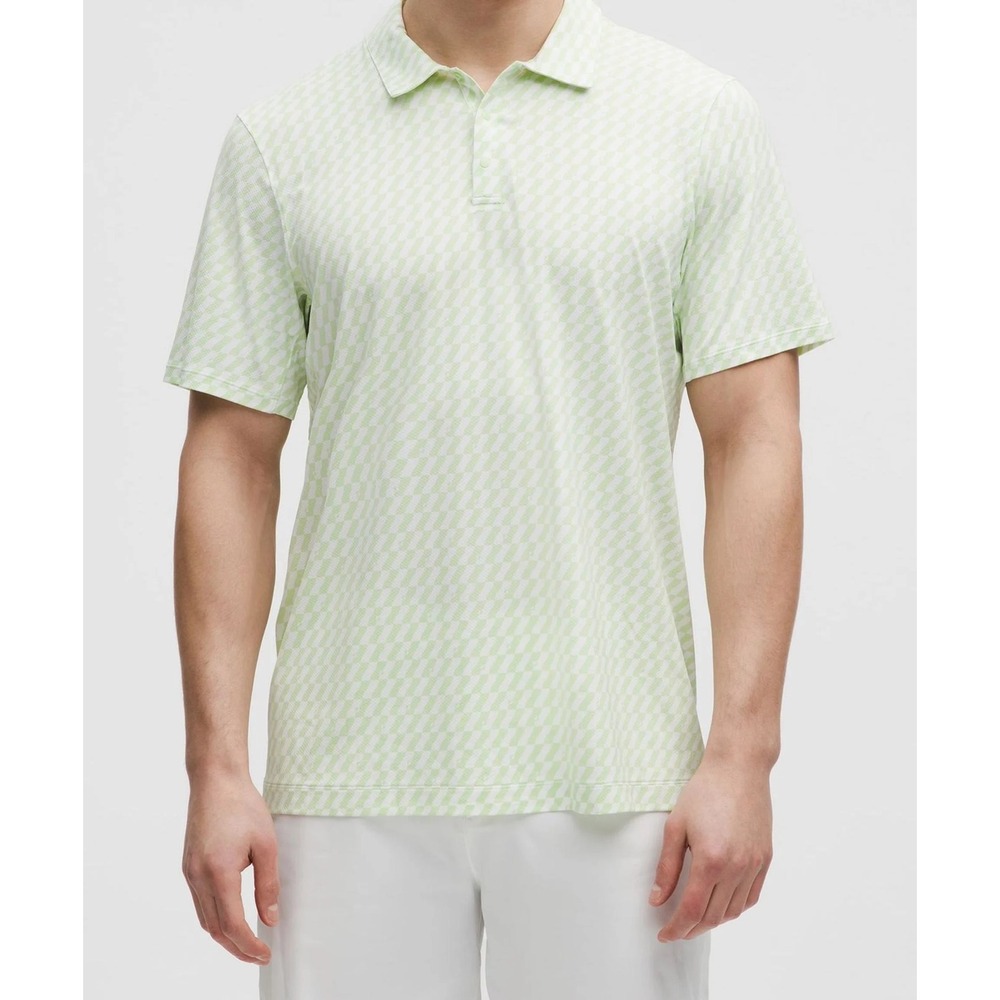 Lululemon‎ XL Hilltop Checkerboard Polo White & Herbal Green